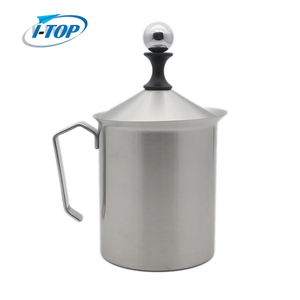 400ML/800ML 스테인레스 스틸 수동 우유 Frother 이중 메쉬 거품기 수염 이중 체 및 특수 압력 메커니즘